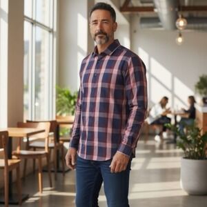 EXPRESS EUC Purple/Blue Long Sleeve Casual Botton‎ Down Shirt Sz. L (16-16 1/2)